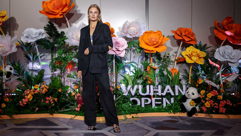 Dayana Yastremska in a blazer set at the Wuhan Open player party.