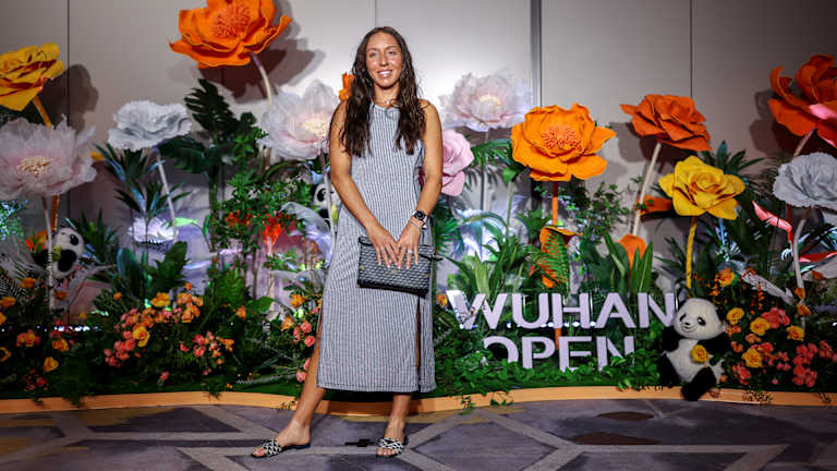 No. 2 seed Jessica Pegula arrives at the player party.